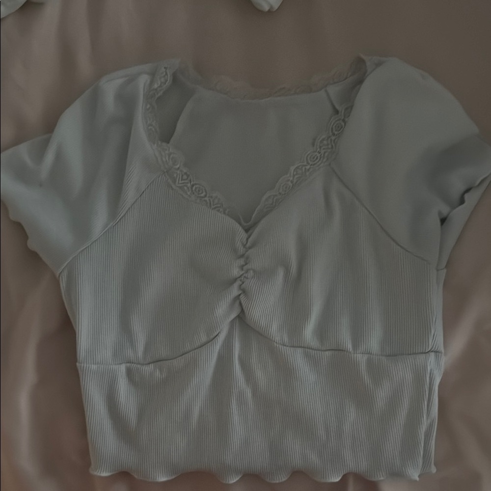 Women's off Light  Lace Trim Top